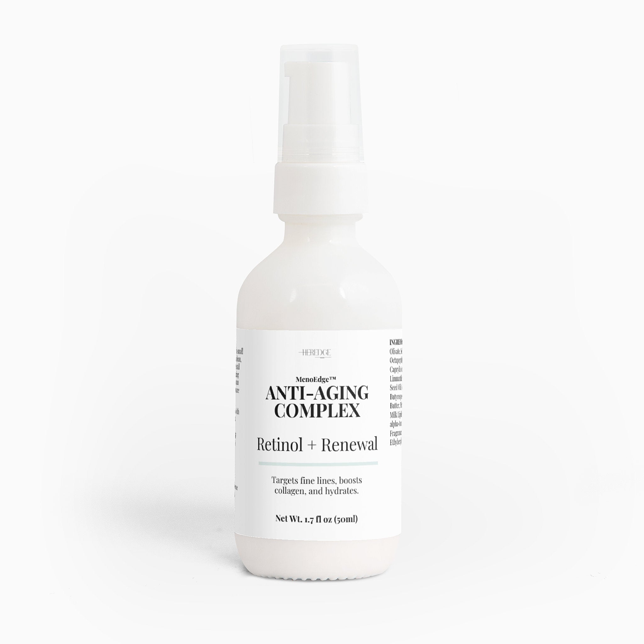 Skincare bottle labeled 'Anti-Aging Complex' on a white background